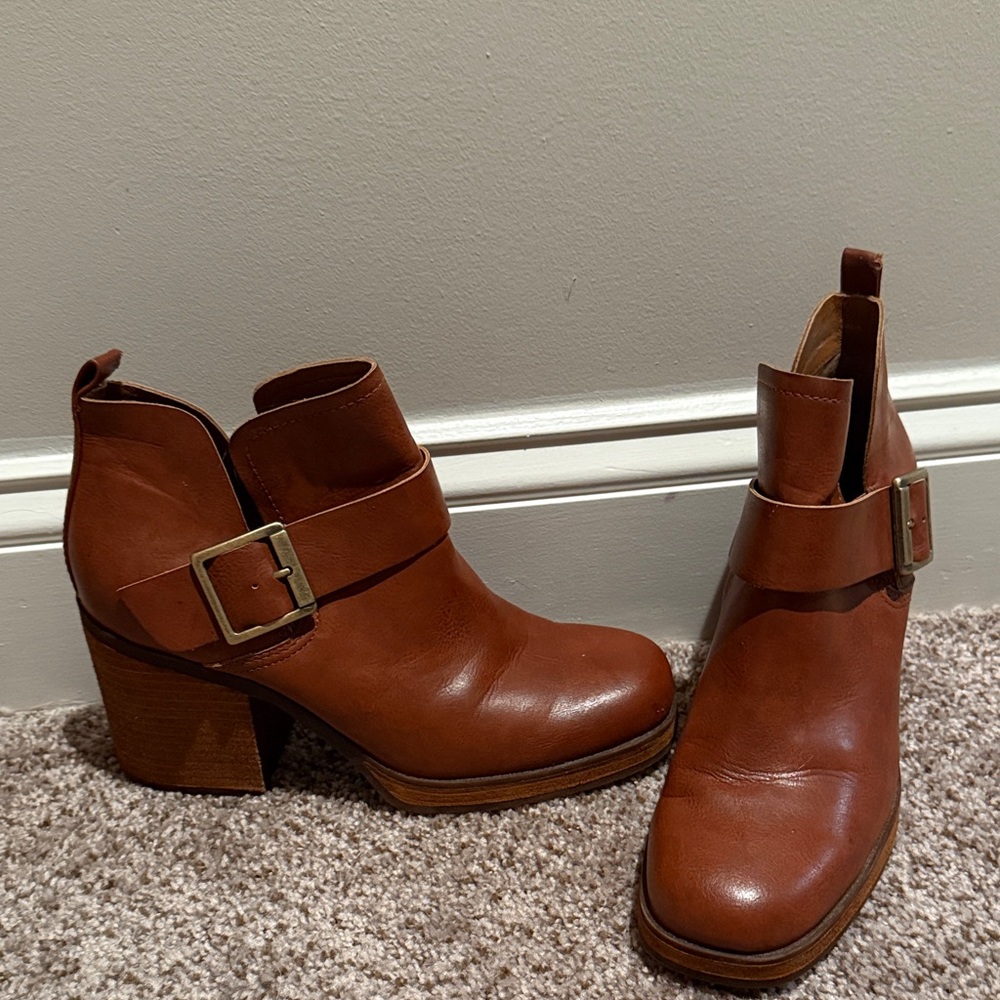 Kork-Ease Brown Leather Ankle Boots